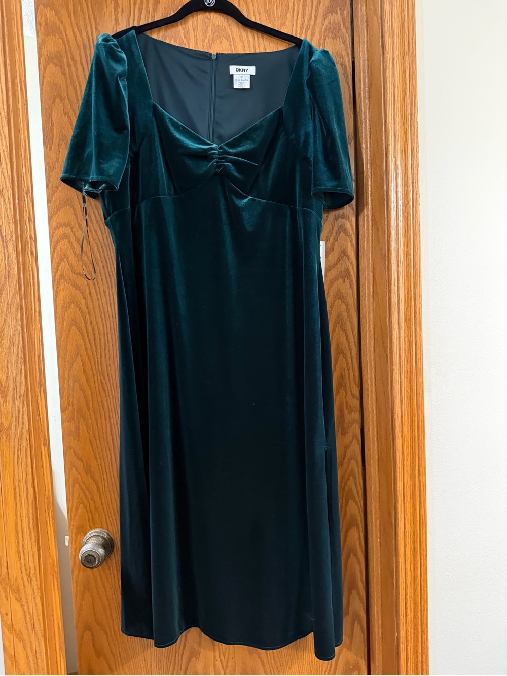 DKNY Hunter Green Velvet Midi Dress BNWT